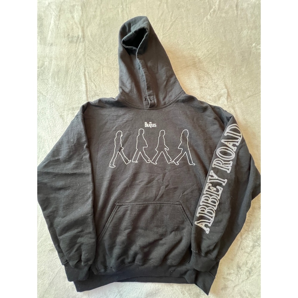The Beatles Hoodie Men Large Black Abbey Road Graphic Long Sleeve Pullover